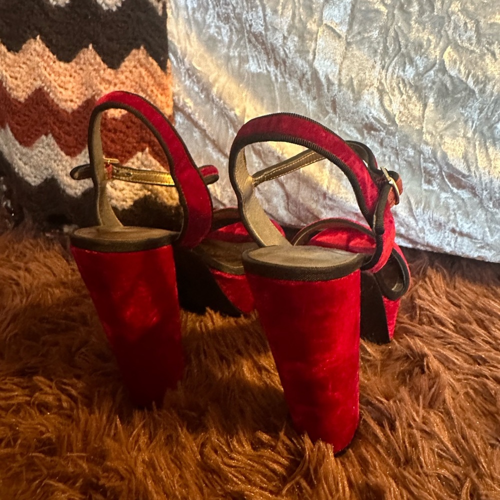 Nine West Red Heels Platform Sandals - Picture 3 of 5
